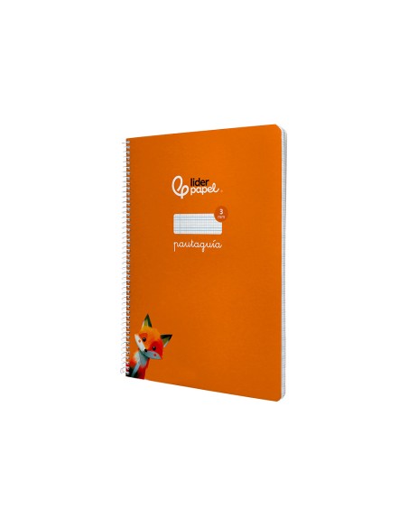 Cuaderno espiral liderpapel di n a4 pautaguia tapa dura 80h 90 gr cuadro pautado 3mm color naranja