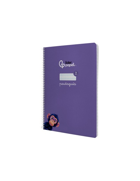 Cuaderno espiral liderpapel di n a4 pautaguia tapa dura 80h 90 gr cuadro pautado 3mm color lila