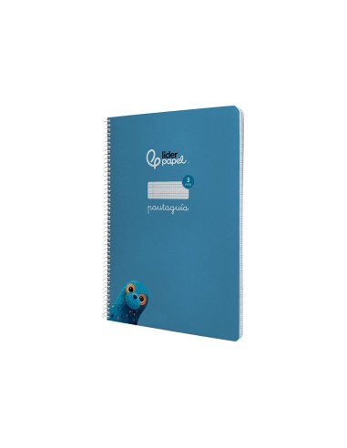 Cuaderno espiral liderpapel di n a4 pautaguia tapa dura 80h 90 gr cuadro pautado 3mm color azul