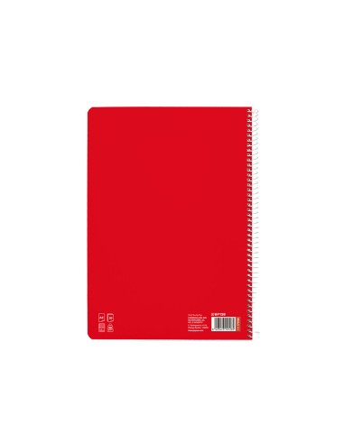 Cuaderno espiral liderpapel di n a4 pautaguia tapa dura 80h 90 gr cuadro pautado 25mm color rojo