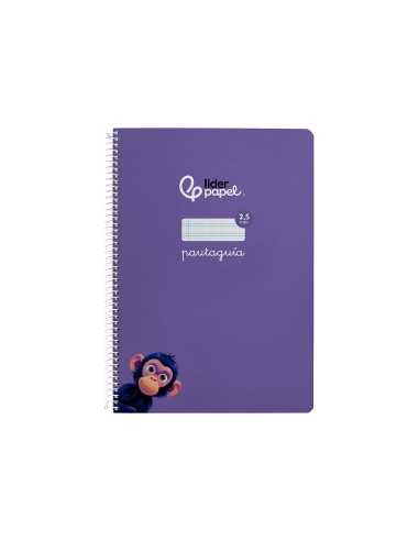 Cuaderno espiral liderpapel di n a4 pautaguia tapa dura 80h 90 gr cuadro pautado 25mm color lila