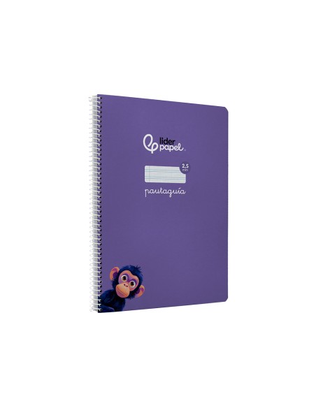 Cuaderno espiral liderpapel di n a4 pautaguia tapa dura 80h 90 gr cuadro pautado 25mm color lila