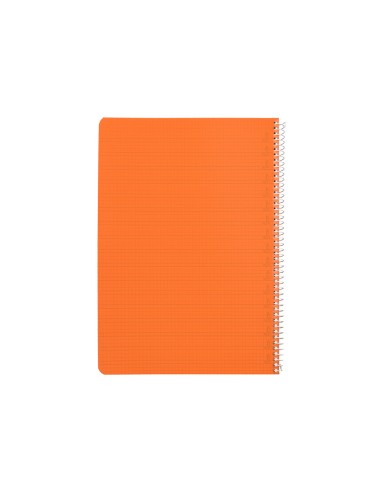 Cuaderno espiral liderpapel din a4 pautaguia tapa plastico80h 90gr cuadro pautado 4mm con margen color naranja