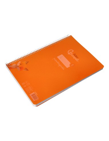 Cuaderno espiral liderpapel din a4 pautaguia tapa plastico80h 90gr cuadro pautado 4mm con margen color naranja