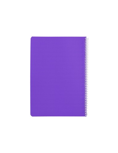 Cuaderno espiral liderpapel din a4 pautaguia tapa plastico80h 90gr cuadro pautado 4mm con margen color lila