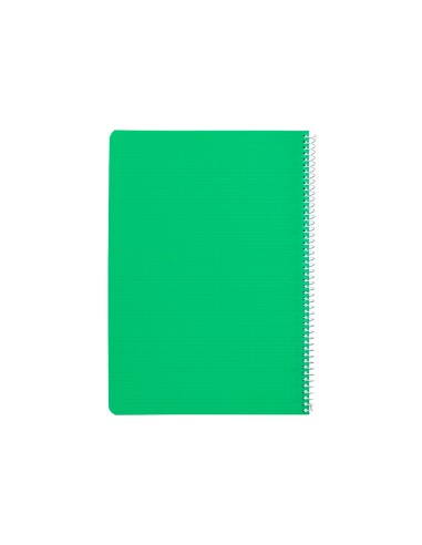 Cuaderno espiral liderpapel din a4 pautaguia tapa plastico80h 90gr cuadro pautado 4mm con margen color verde