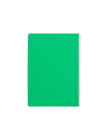 Cuaderno espiral liderpapel din a4 pautaguia tapa plastico80h 90gr cuadro pautado 4mm con margen color verde