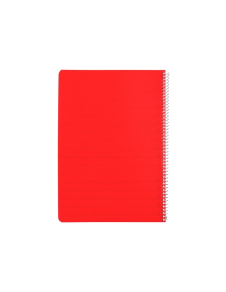 Cuaderno espiral liderpapel din a4 pautaguia tapa plastico80h 90gr cuadro pautado 4mm con margen color rojo