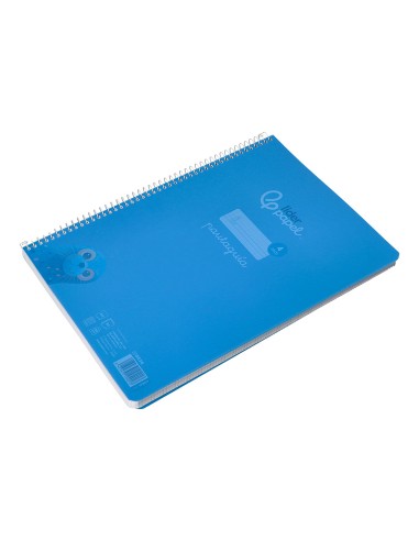 Cuaderno espiral liderpapel din a4 pautaguia tapa plastico80h 90gr cuadro pautado 4mm con margen color azul