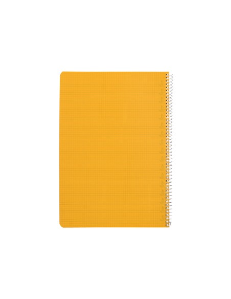 Cuaderno espiral liderpapel din a4 pautaguia tapa plastico80h 90gr cuadro pautado 4mm con margen color amarillo