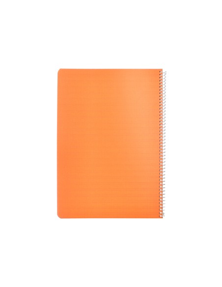 Cuaderno espiral liderpapel din a4 pautaguia tapa plastico80h 90gr cuadro pautado 3mm con margen color naranja