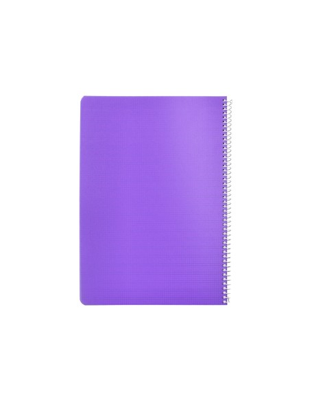 Cuaderno espiral liderpapel din a4 pautaguia tapa plastico80h 90gr cuadro pautado 3mm con margen color lila