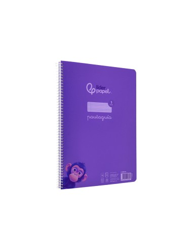 Cuaderno espiral liderpapel din a4 pautaguia tapa plastico80h 90gr cuadro pautado 3mm con margen color lila