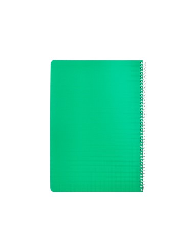 Cuaderno espiral liderpapel din a4 pautaguia tapa plastico80h 90gr cuadro pautado 3mm con margen color verde