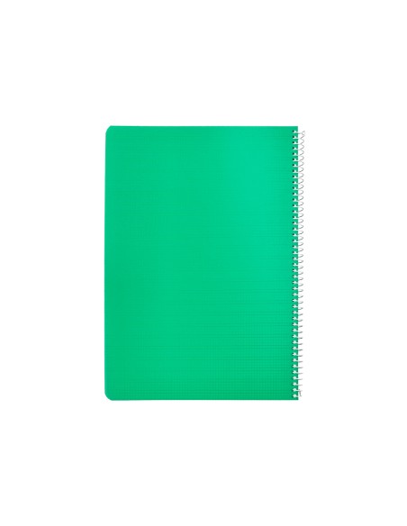 Cuaderno espiral liderpapel din a4 pautaguia tapa plastico80h 90gr cuadro pautado 3mm con margen color verde