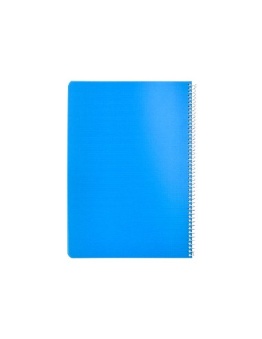 Cuaderno espiral liderpapel din a4 pautaguia tapa plastico80h 90gr cuadro pautado 3mm con margen color azul