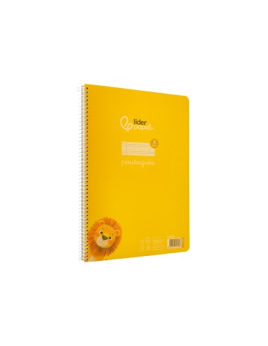 Cuaderno espiral liderpapel din a4 pautaguia tapa plastico80h 90gr cuadro pautado 3mm con margen color amarillo