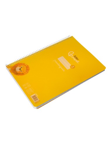 Cuaderno espiral liderpapel din a4 pautaguia tapa plastico80h 90gr cuadro pautado 3mm con margen color amarillo