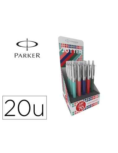 Boligrafo parker jotter original 70 aniversario expositor de 20 unidades colores surtidos