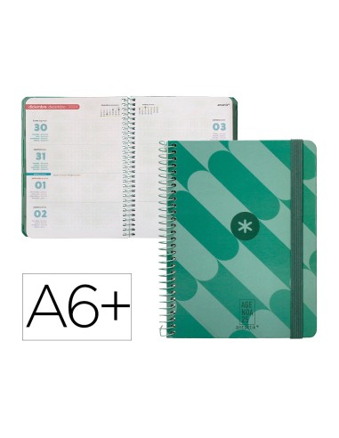 Agenda espiral antartik pattern a6 2025 semana vista color verde papel 80 gr