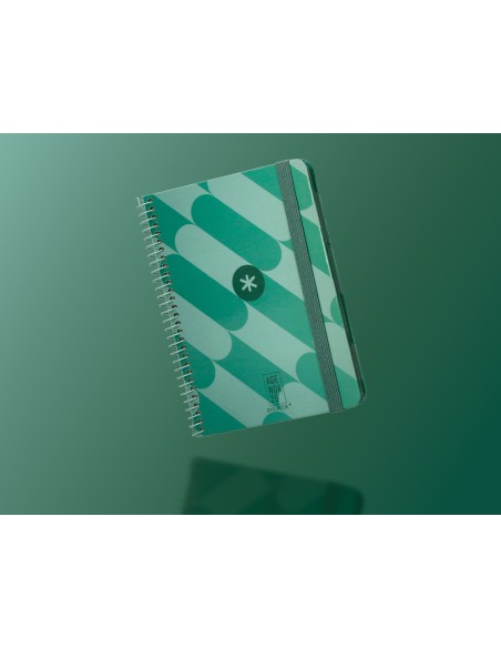 Agenda espiral antartik pattern a6 2025 semana vista color verde papel 80 gr