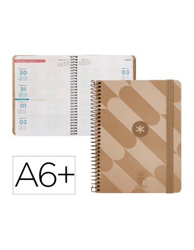 Agenda espiral antartik patter n a6 2025 semana vista color rosa nude papel 80gr