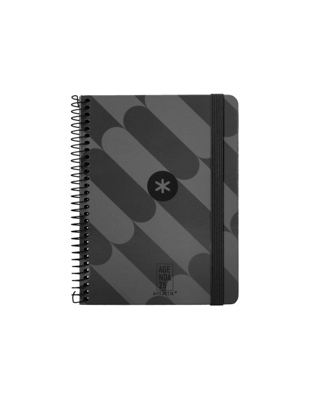 Agenda espiral antartik pattern a6 2025 semana vista color negro papel 80 gr