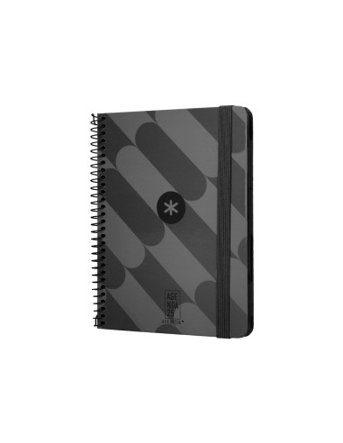 Agenda espiral antartik pattern a6 2025 semana vista color negro papel 80 gr