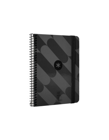 Agenda espiral antartik pattern a6 2025 semana vista color negro papel 80 gr
