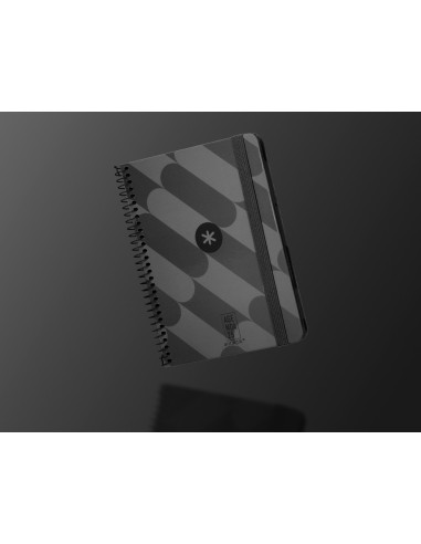 Agenda espiral antartik pattern a6 2025 semana vista color negro papel 80 gr