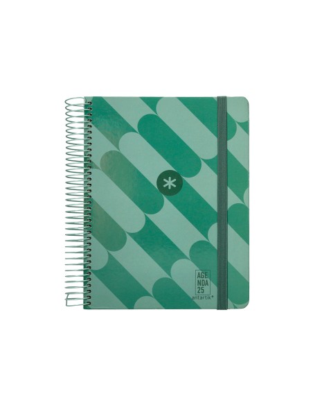 Agenda espiral antartik pattern a5 2025 dia pagina color verde papel 80 gr