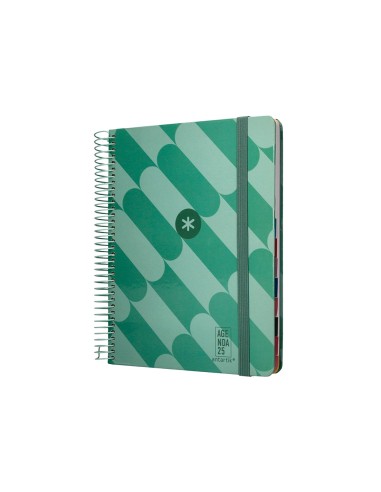Agenda espiral antartik pattern a5 2025 dia pagina color verde papel 80 gr