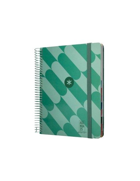Agenda espiral antartik pattern a5 2025 dia pagina color verde papel 80 gr