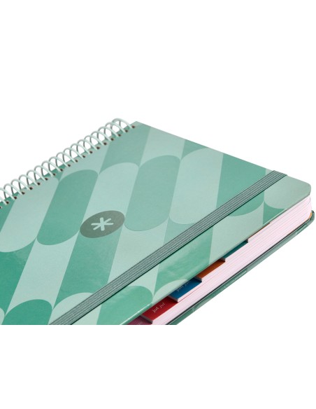 Agenda espiral antartik pattern a5 2025 dia pagina color verde papel 80 gr