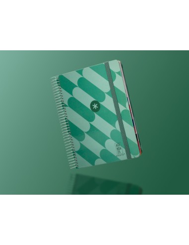 Agenda espiral antartik pattern a5 2025 dia pagina color verde papel 80 gr
