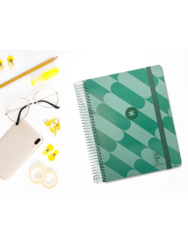 Agenda espiral antartik pattern a5 2025 dia pagina color verde papel 80 gr