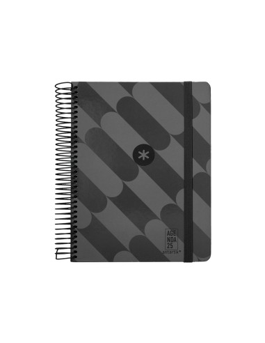 Agenda espiral antartik pattern a5 2025 dia pagina color negro papel 80 gr