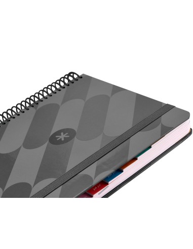 Agenda espiral antartik pattern a5 2025 dia pagina color negro papel 80 gr