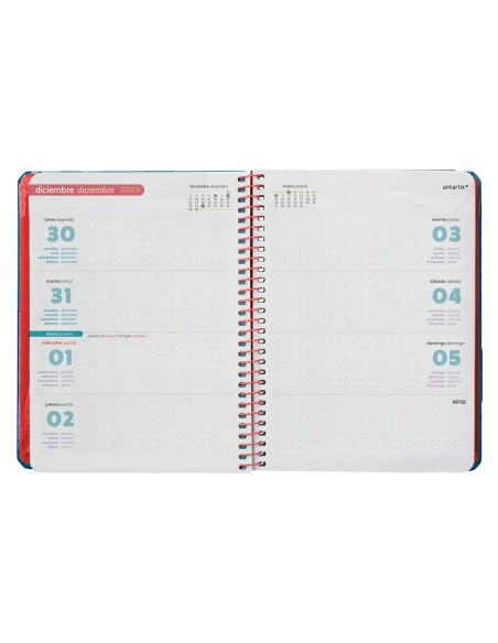 Agenda espiral antartik bold semana vista color azul papel 80 gr