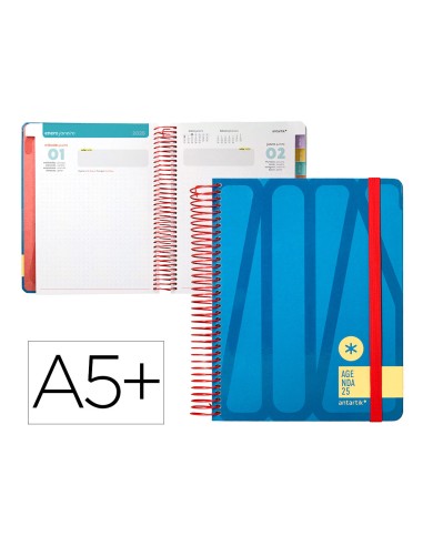 Agenda espiral antartik bold a5 2025 dia pagina color azul papel 80 gr