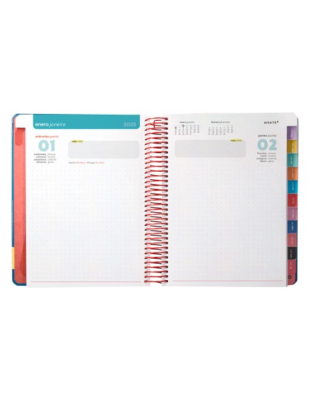 Agenda espiral antartik bold a5 2025 dia pagina color azul papel 80 gr