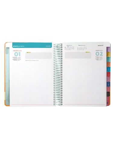 Agenda espiral antartik bold a5 2025 dia pagina color rosamelocoton papel 80gr