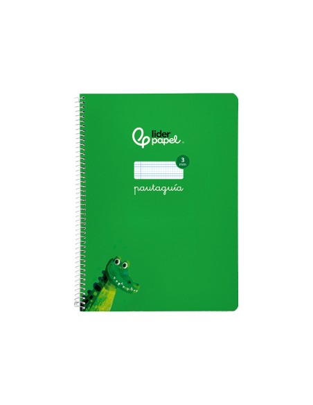 Cuaderno espiral liderpapel di n a4 pautaguia tapa blanda 80h 75 gr cuadro pautado 3mm color verde