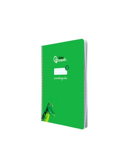 Cuaderno espiral liderpapel di n a4 pautaguia tapa blanda 80h 75 gr cuadro pautado 3mm color verde