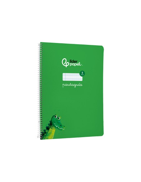 Cuaderno espiral liderpapel di n a4 pautaguia tapa blanda 80h 75 gr cuadro pautado 3mm color verde