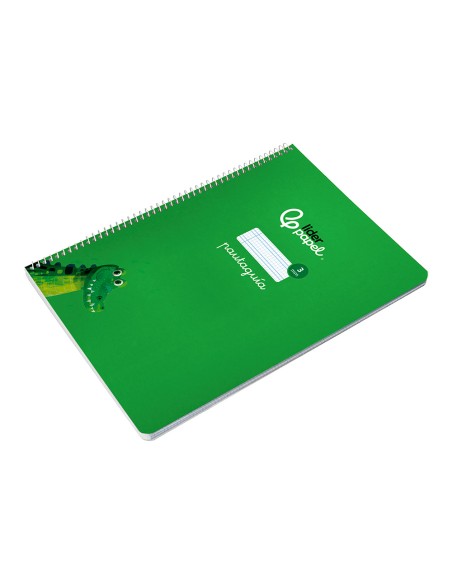 Cuaderno espiral liderpapel di n a4 pautaguia tapa blanda 80h 75 gr cuadro pautado 3mm color verde