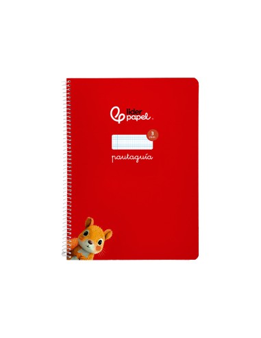 Cuaderno espiral liderpapel di n a4 pautaguia tapa blanda 80h 75 gr cuadro pautado 3mm color rojo