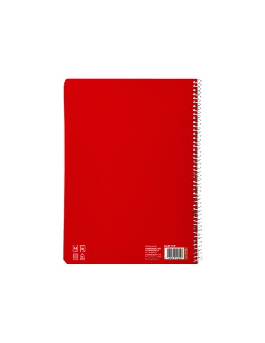Cuaderno espiral liderpapel di n a4 pautaguia tapa blanda 80h 75 gr cuadro pautado 3mm color rojo