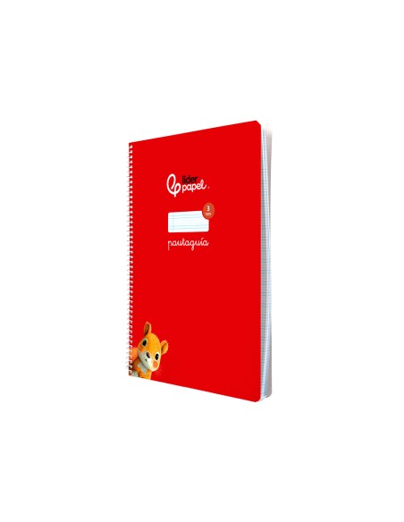 Cuaderno espiral liderpapel di n a4 pautaguia tapa blanda 80h 75 gr cuadro pautado 3mm color rojo