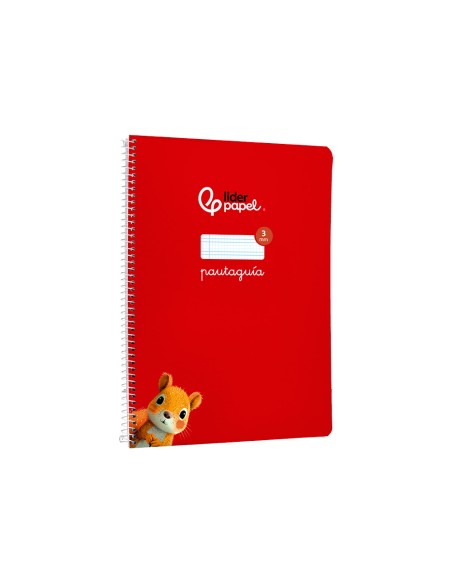 Cuaderno espiral liderpapel di n a4 pautaguia tapa blanda 80h 75 gr cuadro pautado 3mm color rojo